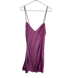 Vintage Y2K Victorias Secret 100% Silk Slip Dress Purple Mini Size Large 2000s
